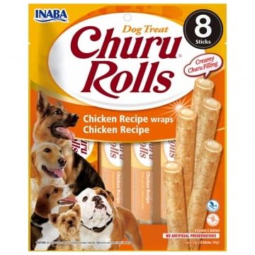 INABA Churu Rolls, XS-XL, Pui, punguță recompense fără cereale câini, semimoist, 92g