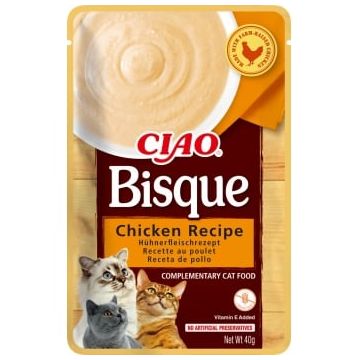 INABA Ciao Bisque, Pui, plic hrană umedă fără cereale pisici, (piure), 40g