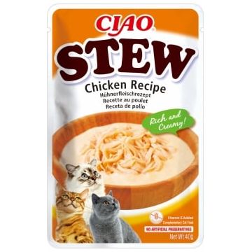 INABA Ciao Stew, Pui, plic hrană umedă fără cereale pisici, (în sos), 40g