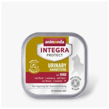 INTEGRA PROTECT Urinary Oxalate, Vită, dietă veterinară, tăviță hrană umedă fără cereale pisici, sistem urinar, (în aspic), 100g