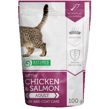 Nature's Protection Cat Skin and Coat Chicken & Salmon, 100 g ieftina