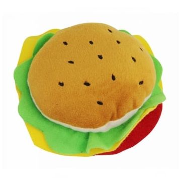 PAWISE Hamburger, jucărie de pluș câini, XS-M, pluș, cu sunet, multicolor, 12 cm