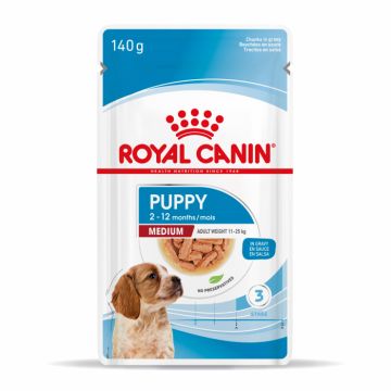 Royal Canin Medium Puppy hrana umeda caine junior (in sos), 10 x 140 g ieftina