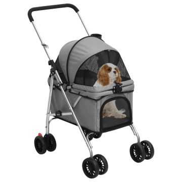 vidaXL Cărucior pliabil pentru câini gri 76x50x100 cm țesătură Oxford
