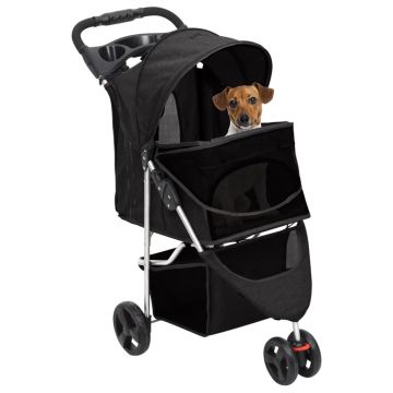 vidaXL Cărucior pliabil pentru câini negru 80x46x98 cm țesătură Oxford