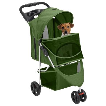 vidaXL Cărucior pliabil pentru câini verde 80x46x98 cm țesătură Oxford