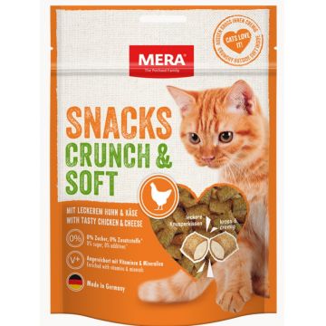 Biscuiti Pisici MERA Snacks Crunch Soft Pui 200g