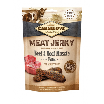 CARNILOVE Meat Jerky Beef & Beef Muscle fillet Recompense pentru caini, cu vita 100g