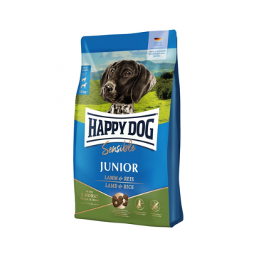 HAPPY DOG Sensible Junior Hrana caini juniori, cu miel si orez 4kg