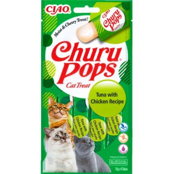 Recompense Pisici CHURU Pops Ton si Pui 15 GR x 4 Buc