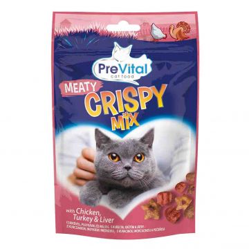 Recompense PREVITAL Snack Pisica Meaty Crispy Mix 60g