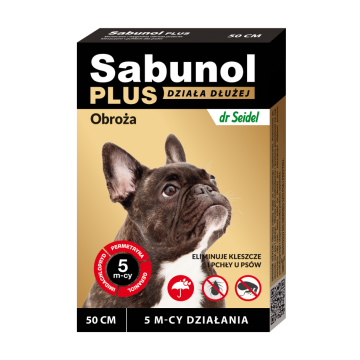 SABUNOL PLUS, deparazitare externă câini, zgardă, M(10 - 25kg), 50 cm, maro, 1buc