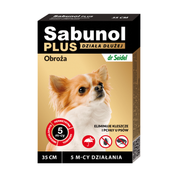 SABUNOL PLUS, deparazitare externă câini, zgardă, XS-S(2 - 10kg), 35 cm, maro, 1buc