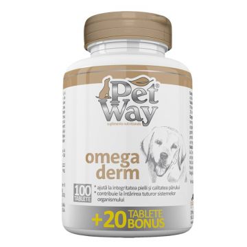 Supliment nutritiv PETWAY Omega Derm - Tablete 100+20 BONUS