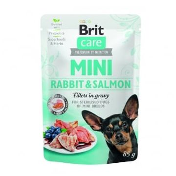 BRIT Care Mini, XS-S, File Iepure și Somon, plic hrană umedă câini, (în sos), 85g