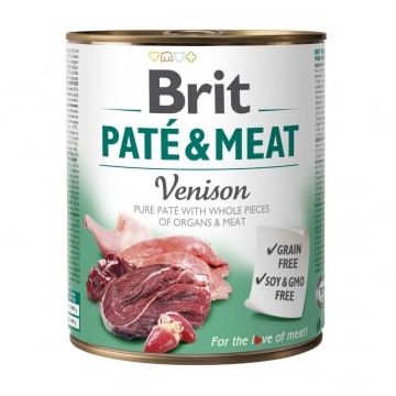 BRIT Pate & Meat, Vânat, conservă hrană umedă fără cereale câini, (pate cu bucăți de carne), 800g