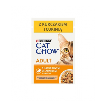 CAT CHOW Adult Hrana umeda pisici, cu pui cu dovlecel in aspic 85 g