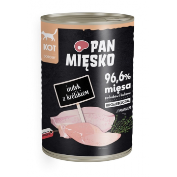 PAN MIĘSKO curcan si iepure, hrana hipoalergenica umeda pisici 400g