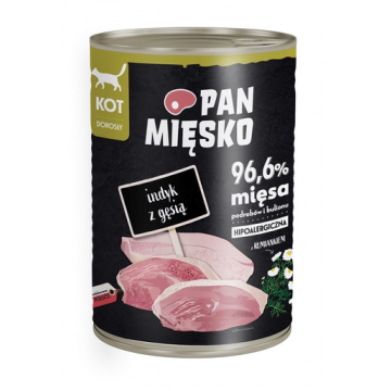 PAN MIĘSKO hrana hipoalergenica umeda pentru pisici 400g, curcan si gasca PAN MIĘSKO hrana hipoalergenica umeda pentru pisici 400g, curcan si gasca