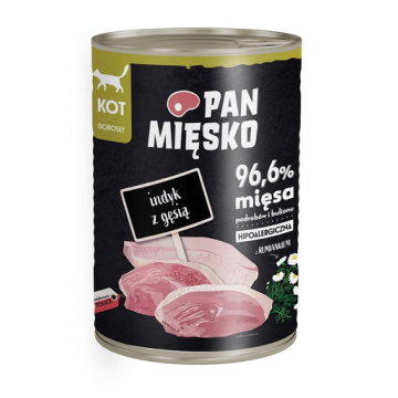 PAN MIĘSKO hrana hipoalergenica umeda pentru pisici 400g, curcan si gasca