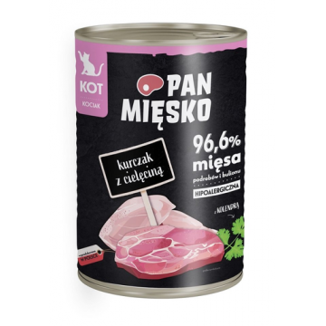 PAN MIĘSKO hrana umeda pisoi hipoalergenica, pui si vitel 400g