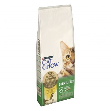 PURINA CAT CHOW Sterilised, Pui, 15 kg la reducere