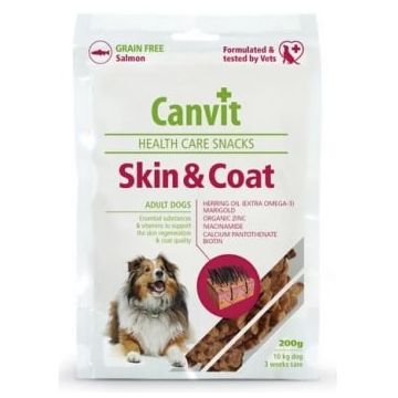 Snack pentru Caini Canvit Skin & Coat, 200 g