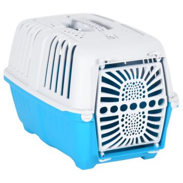 vidaXL Cutie transport animale alb/albastru 48x31,5x33cm polipropilenă
