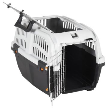 vidaXL Cutie transport animale ușă metalică 48x31,5x31cm polipropilenă
