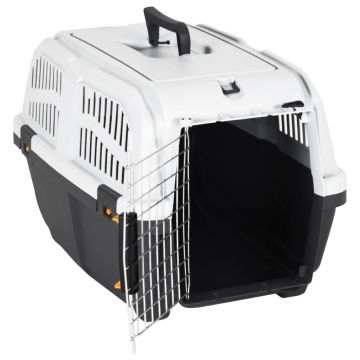 vidaXL Cutie transport animale ușă metalică 60x40x39 cm polipropilenă