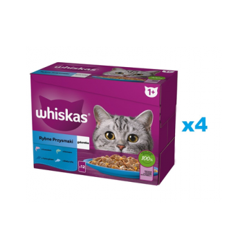 WHISKAS Adult hrana cu peste pentru pisica 48x85g somon, ton, cod, peste alb in aspic