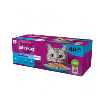WHISKAS Adult hrana umeda 40x85g Arome de peste in aspic, somon, ton, cod, peste alb