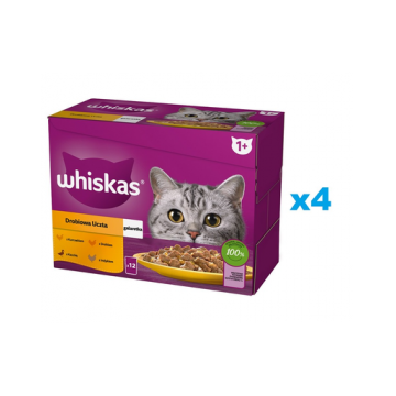 WHISKAS Adult hrana umeda pisica 48x85g pui, rata, pasare si curcan in aspic