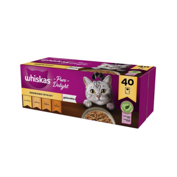 WHISKAS Adult Hrana umeda pisici 40x85g cu pui, rata, pasare si curcan in aspic