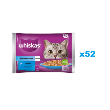 WHISKAS Adult plic hrana cu ton si somon in aspic 52x85g Fish Delicacies hrana umeda pisici adulte