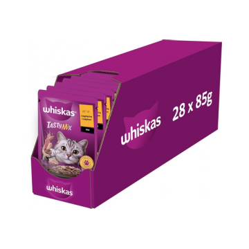 WHISKAS Adult plic hrana in sos pentru pisica 28x85g miel si curcan