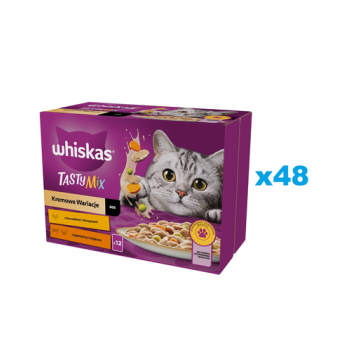 WHISKAS Adult plic hrana pisica 48x85g hrana umeda Creamy Variations in sos cu: pui si legume, miel si curcan