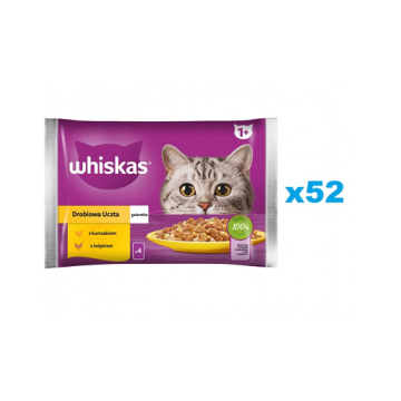 WHISKAS Adult plic hrana pisica 52x85 g Poultry Feast pui si curcan in aspic