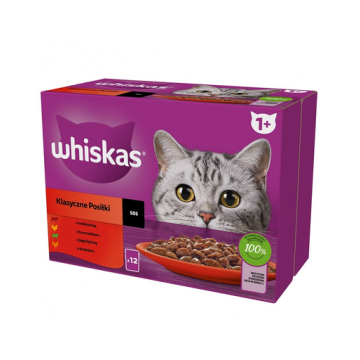 WHISKAS Adult pliculet pisica 48x85g Classic Meals bucat de vita, pui, miel, pasare in sos