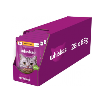 WHISKAS Adult pui in aspic pentru pisici adulte 28x85g hrana umeda