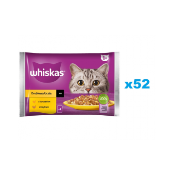 WHISKAS Adult pui si curcan in sos 52x85 g hrana pisici adulte