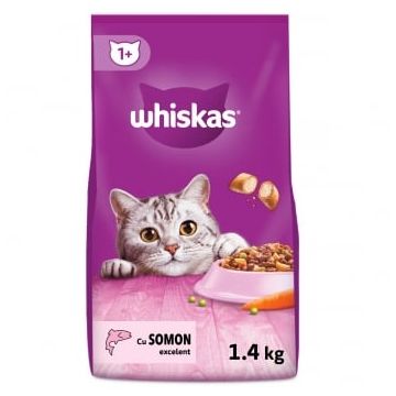 WHISKAS Adult, Somon, hrană uscată pisici, 1.4kg