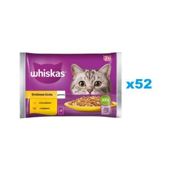 WHISKAS Senior 52x85g plicuri hrana umeda pentru pisici in varsta,cu pui si curcan in aspic