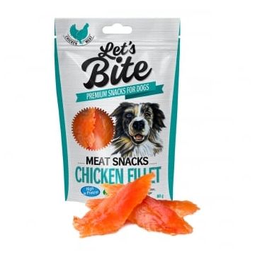 BRIT Let's Bite Meat Snacks Chicken Fillet, Pui, recompense monoproteice fără cereale câini, file deshidratat, 300g