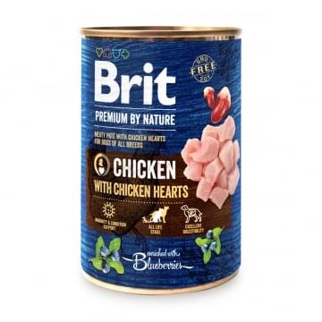 BRIT Premium By Nature, Pui și Inimi, conservă hrană umedă fără cereale câini, (pate), bax, 800g x 6buc