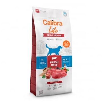 CALIBRA Life Adult Medium, M, Vită, hrană uscată monoproteică câini, 2.5kg