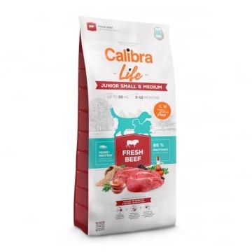 CALIBRA Life Junior Small& Medium, XS-M, Vită, hrană uscată monoproteică câini junior, 12kg