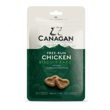 CANAGAN Free-Run Chicken Biscuit Bakes, XS-XL, Pui, punguță recompense fără cereale câini junior & adult, 150g