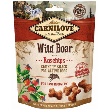 CARNILOVE Crunchy snacks Recompense pentru caine, cu mistret si macese 200 g