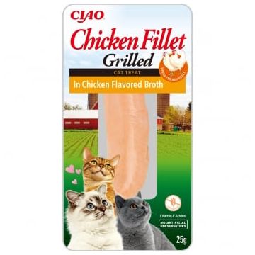 INABA Ciao Grilled Fillet, Pui, plic recompense fără cereale pisici, (în sos), 25g